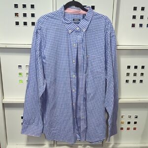Izod Men's Blue Gingham Button Down Shirt